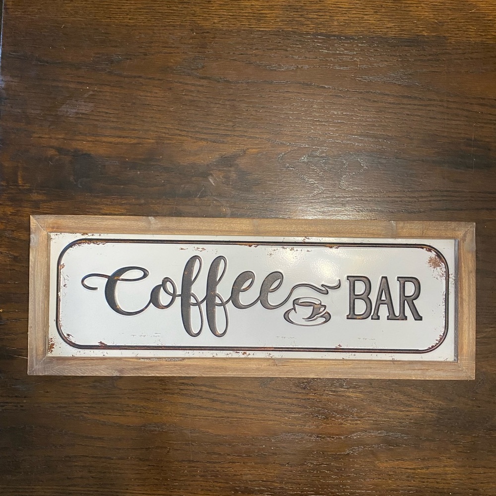 Rustic Tin & Wood Coffee Bar Sign